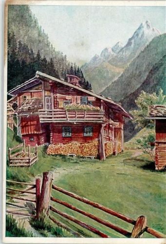 Finkenberg Mühlhäusel Aquarell sign. F.Köhler Künstlerkarte