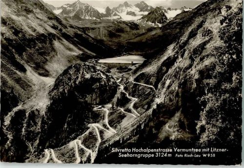 Partenen Silvretta Hochalpenstrasse Vermuntsee Litzner Seehorngruppe 3124 m nur Scan beschnitten