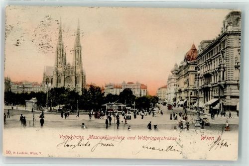Wien 1904 Votivkirche Maximilianplatz und Währingerstraße