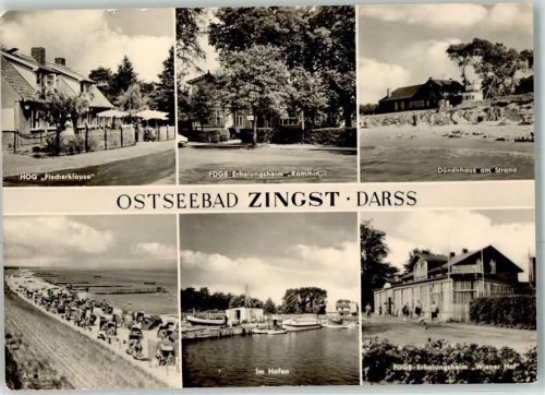 18374 O4241 Zingst , Ostseebad - HO-Gasthaus Fischerklause FDGB-Erholungsheim Rammin Dünenhaus am Strand Hafen FDGB-Erholungsheim Wiener Hof