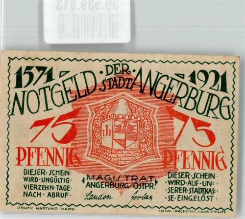 Angerburg Notgeld 75 Pfennig