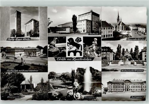 Zweibrücken Heilige- Kreuz- Kirche Goetheplatz Bismarckdenkmal Rosengarten Alexanderkirche Wittelsbacherbrunnen Justizpalast