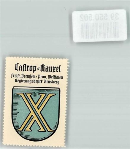 44575 W4620 Castrop-Rauxel Vignette Freist. Preußen Prov. Westfalen Regierungsbezirk Arnsberg Wappen