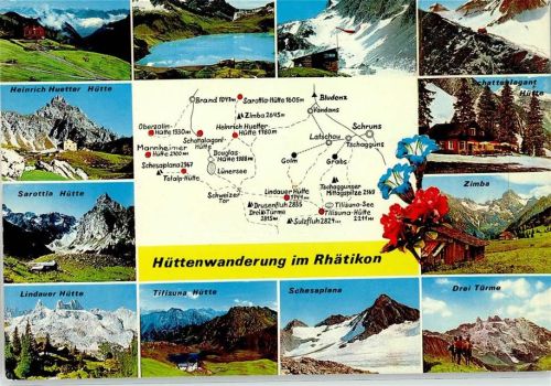 Tschagguns Heinrich Hütter Hütte Sarottla Hütte Lindauer Hütte Hüttenstempel nur Scan beschnitten