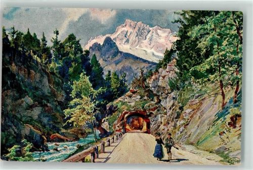 Ramsau am Steg zur Ramsau Jäger Tracht sign. J. Walch