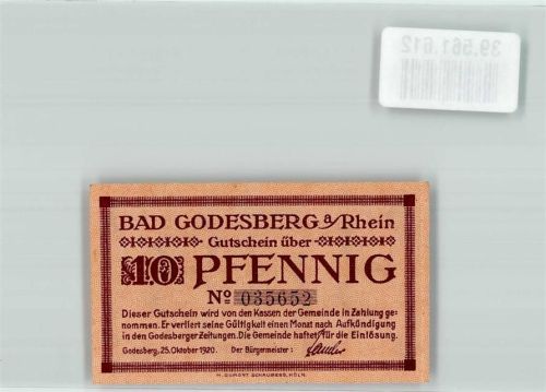 Bad Godesberg Notgeld 10 Pfennig