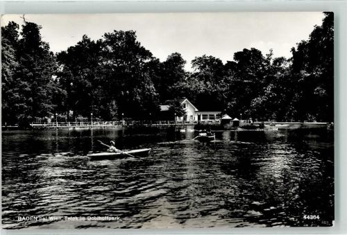 Baden 1955 Teich im Doblhoffpark
