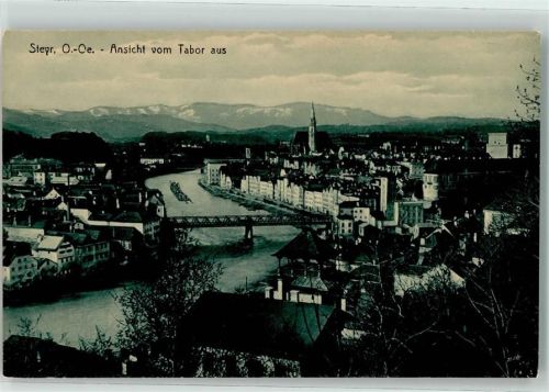 Steyr 1912 mit Steyrbrücke und Stadtpfarrkirche hl. Ägydius