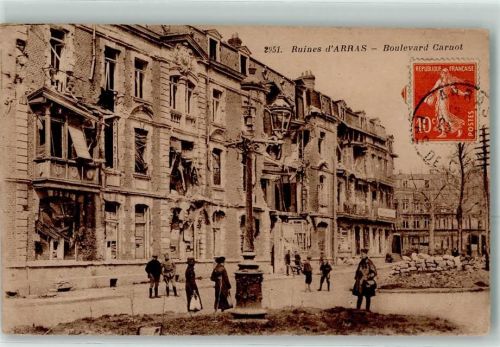 Arras 1920 Boulevard Carnot Ruines Uniform