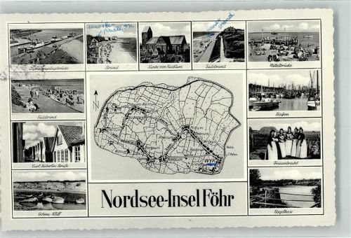 Wyk Carl Häberlin Straße Dampferanlegebrücke Kirche v. Nieblung Hafen Friesentracht