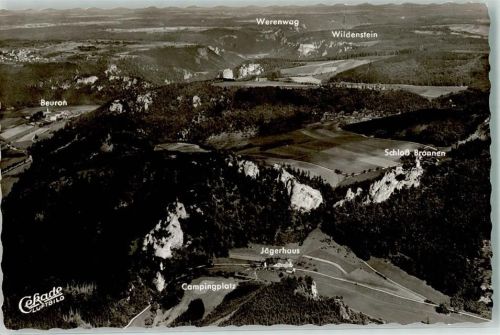 Beuron Fliegeraufnahme von Beuron Gasthaus Jägerhaus und Schloss Bronnen