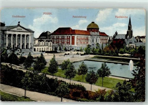 Posen 1912 Stadttheater Ansiedlung Paulikirche