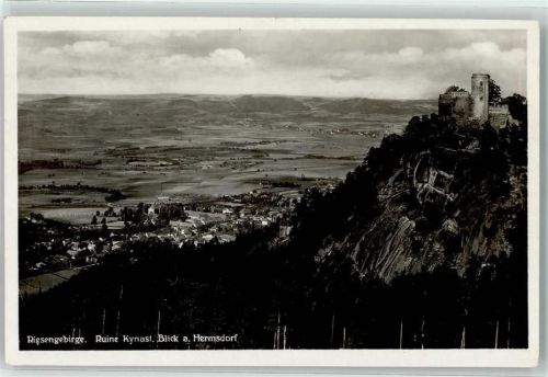 Hirschberg im Riesengebirge Ruine Kynast Blick auf Hermsdorf