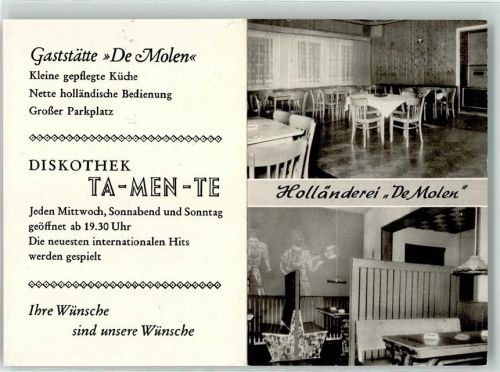 Lunden Werbung Gasthaus De Molen Diskothek Ta-men-te Kalender