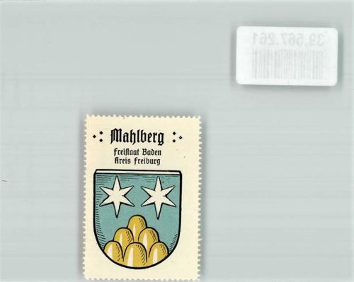 77972 W7638 Mahlberg , Baden Vignette Wappen Freistaat Baden