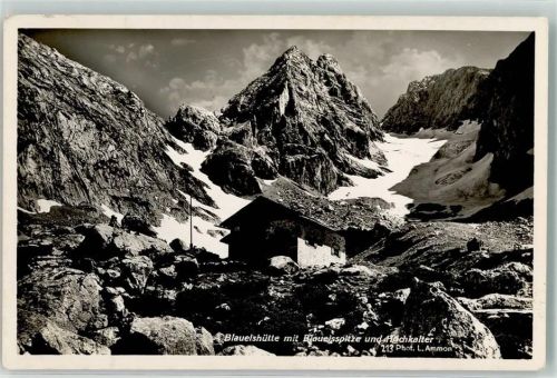 Ramsau Blaueishütte mit Blaueisspitze u. Hochkalter Schärten Alm Hüttenstempel