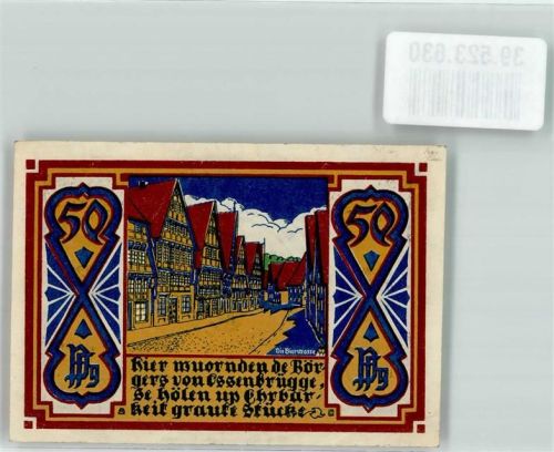Osnabrück 1921 Gutschein über 50 Pfennig Stadthauptkasse Osnabrück Bierstraße
