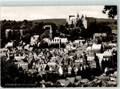 Marburg 1963 mit Landgrafenschloss und Pfarrkirche St. Marien