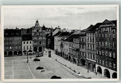 Ceske Budejovice Straßenbahn Marktplatz Foto AK