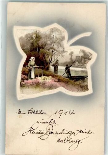 1914 Fähre Fährmann Passepartout Serie 1569 Iris Serie Ländlicher Frieden