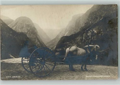 Bergen Pferdekarren Karriol Ort lt. Fotograf Knudsen