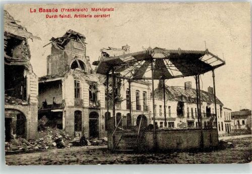 La Bassee 1917 Marktplatz WK I Kriegs-Erinnerungskarte