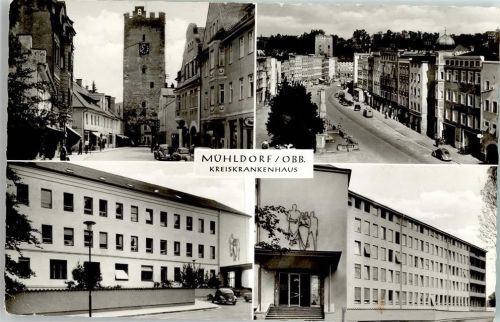 Mühldorf 1954 Kreiskrankenhaus Münchener Stadttor Stadtplatz
