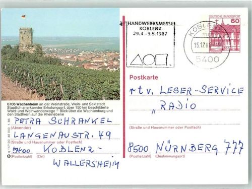67098 W6706 Wachenheim an der Weinstraße 1986 - Burgruine Wachenburg