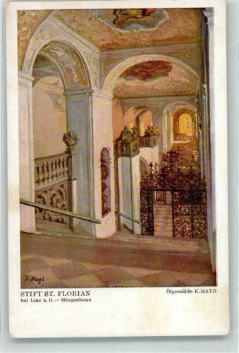 St. Florian sign. K. Hayd Stift Stiegenhaus Künstlerkarte Nr. 17