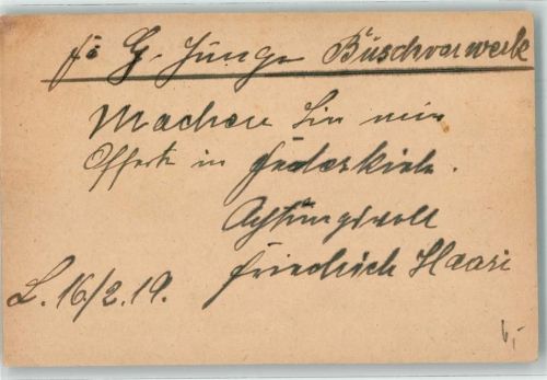 Liegnitz 1919 Fabrik Haase Bürsten- und Pinsel Bäckerstrasse 6 Geschäftskorrespondenz