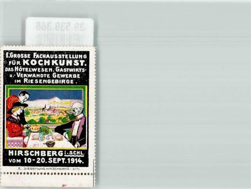 Hirschberg im Riesengebirge 1914 1.Große Fach Ausstellung für Kochkunst 1914