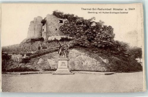 Bad Münster-Ebernburg Thermal-Sol-Radiumbad Ebernburg mit Hutten Sickingen Denkmal