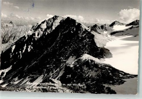 Brand Strassburger Hütte 2700 m Wildberg Brandner Ferner Schnee Hüttenstempel nur Scan beschnitten