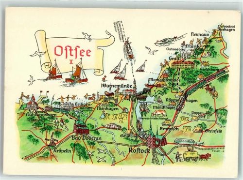 Rostock Vogelschau Ostsee I sign. A. Hoppe