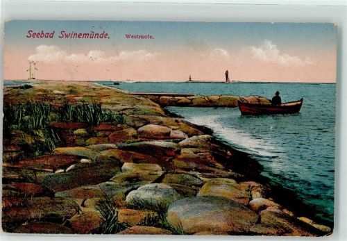 Swinemünde Westmole Windmühle Ruderboot