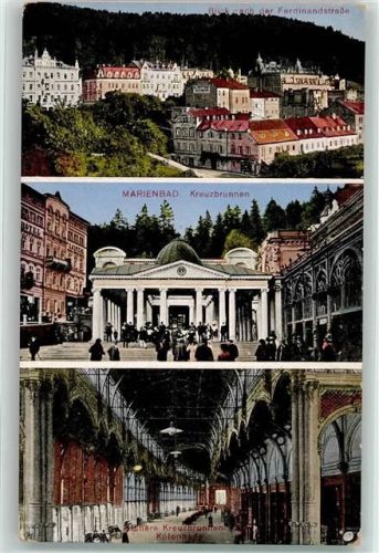 Marianske Lazne 1918 Kreuzbrunnen Blick zur Ferdinandstraße