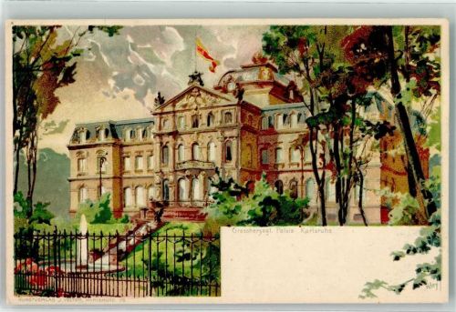 Karlsruhe Großherzogl. Schloss Velten´s Künstlerpostkarte