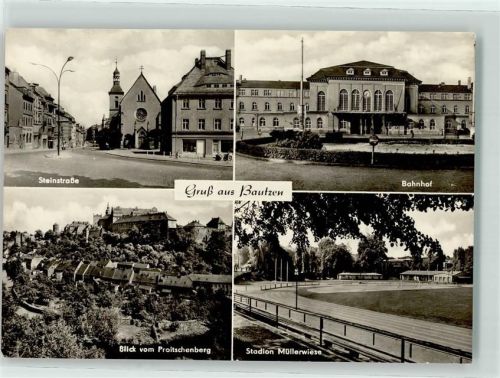 Bautzen Steinstraße Bahnhof Blick vom Proitschenberg Stadion Müllerweise