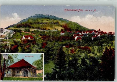 73033 W7320 Hohenstaufen Gebrauchsspuren Schutzhütte Foto-Montage AK