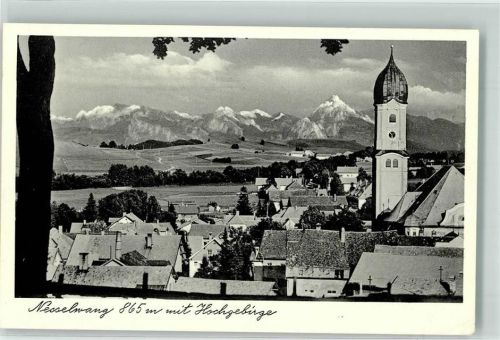 Nesselwang mit Kirche St. Andreas und Hochgebirge Verlag Franz Milz