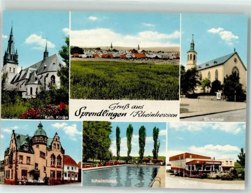 Sprendlingen Kath. Pfarrkirche Ev. Pfarrkirche Rathaus Schwimmbad