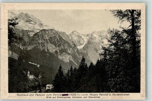 Partenkirchen Gasthaus u. Pension zum Reintal Blick auf Dreitorspitze