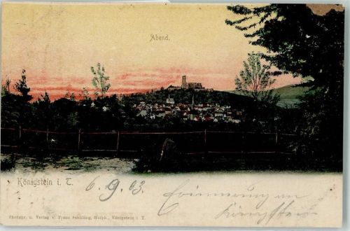 Königstein 1903 Abend Stimmung Burg Ruine