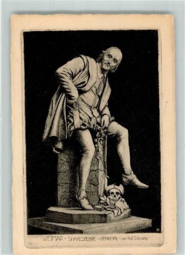 Weimar sign. O. Lessing Shakespeare-Denkmal Totenschädel