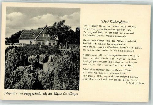 Königswinter Berggasthaus auf der Kuppe des Ölberges Gedicht E. Dorlaß