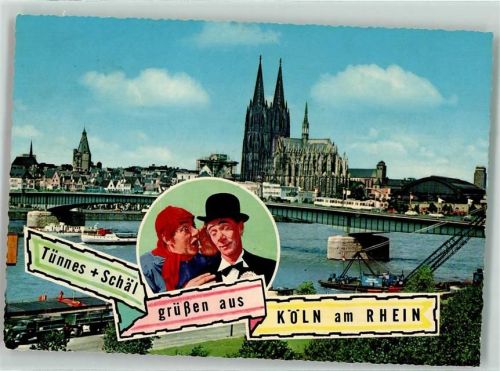Köln Altstadt-Nord 103 Rhein mit Kölner Dom und Tünnes und Schäl