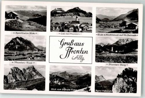 Pfronten 1954 Sportheim Böck Ried Aggenstein Burgruine Falkenstein Zell Steinach Berg