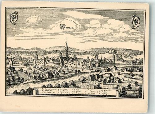 Wangen sign. M. Merian 1652 Künstlerkarte