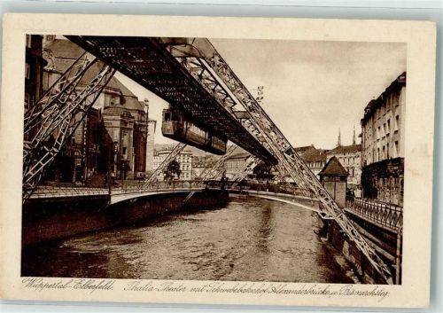Elberfeld Thalia-Theater mit Schwebebahnhof Alexanderbrücke und Bismarcksteg