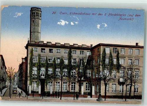 Köln Altstadt-Nord 103 1915 Richmodishaus mit d. 2 Pferdeköpfen Neumarkt Feldpostamt des XIX Armeekorps Königl. Preuss. Fussartl. Batterie Nr. 234
